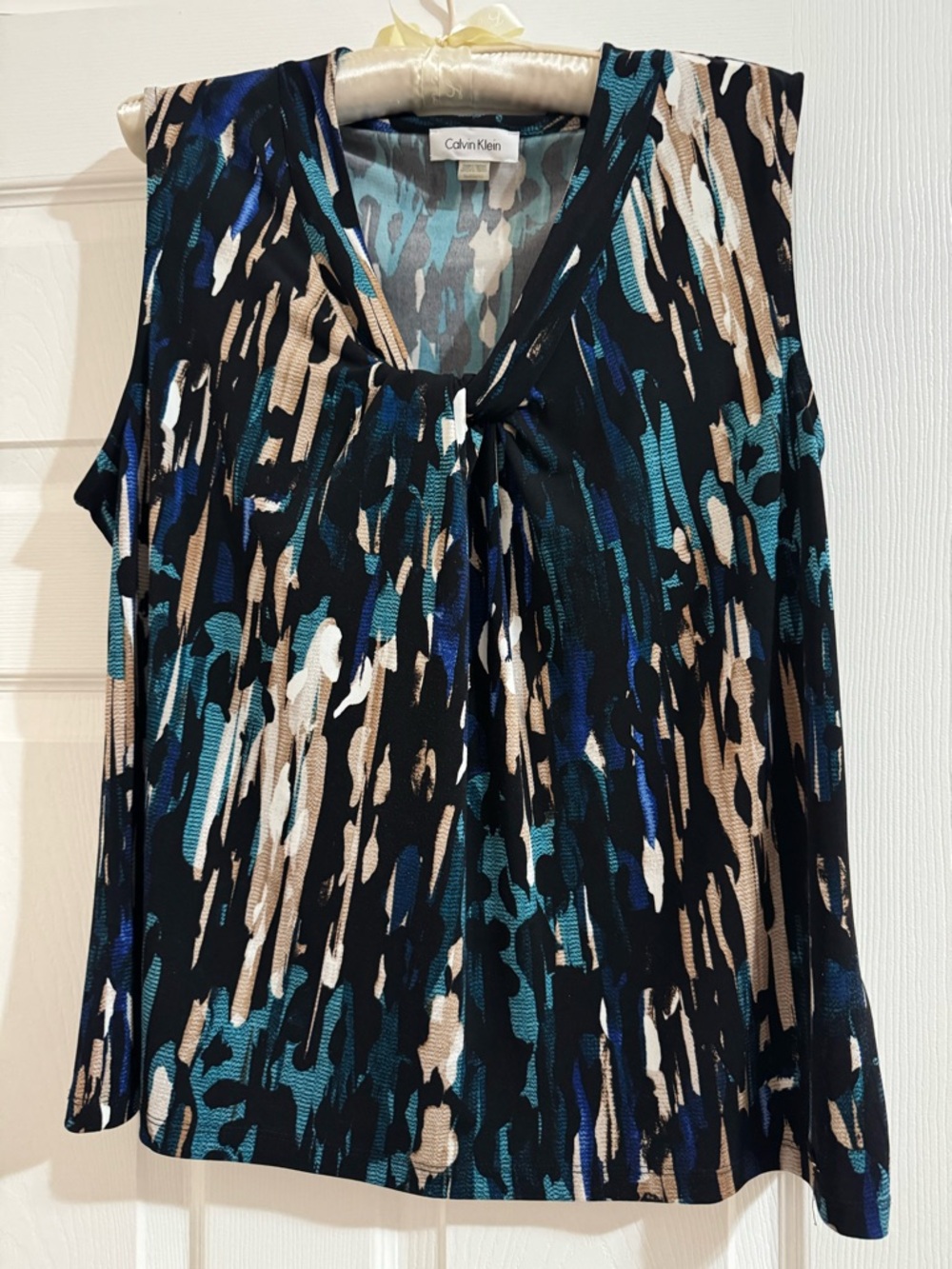 Calvin Klein Black, Teal & Beige Abstract  Camisole